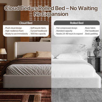Queen Size Boucle Cloud-Feel Bed Frame
