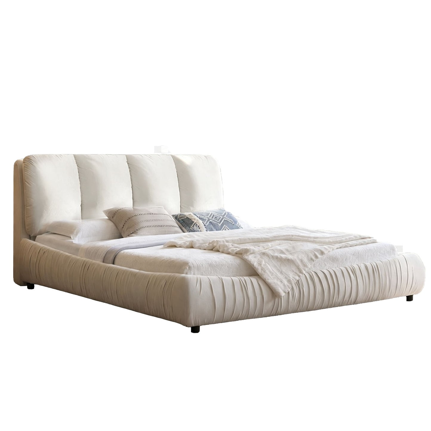 Low Profile Cloud Chenille Bed Non-Slip Slats Wabi-Sabi Apartment Skin-Safe Assembly