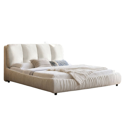 Low Profile Cloud Chenille Bed Non-Slip Slats Wabi-Sabi Apartment Skin-Safe Assembly