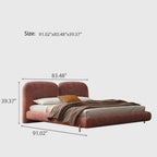 Queen Size Cloud Bed Frame, Mid-Century Modern Upholstered Bed with Soft Chenille Fabric, Low Profile Platform Bed with Curved Double Headboard