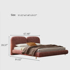 Queen Size Cloud Bed Frame, Mid-Century Modern Upholstered Bed with Soft Chenille Fabric, Low Profile Platform Bed with Curved Double Headboard
