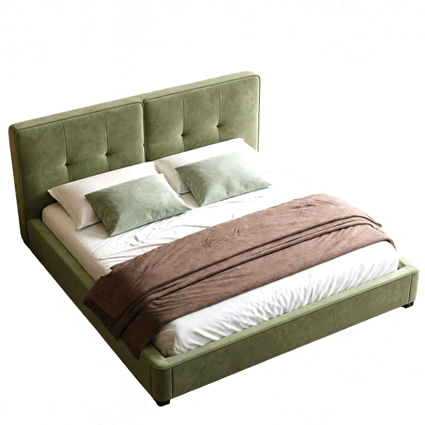 Thick Velvet Bed Silent Slats No Box Spring