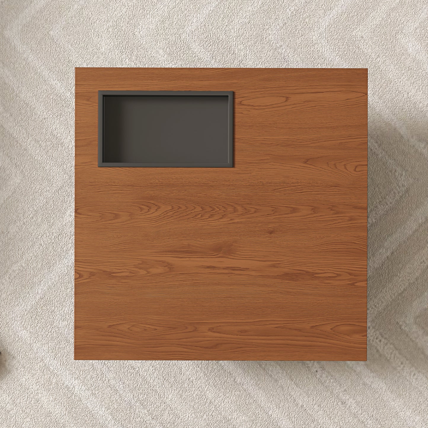 Square Low Coffee Table｜35.43" Hidden Tray, Scratchproof Wood Grain