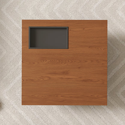 Square Low Coffee Table｜35.43" Hidden Tray, Scratchproof Wood Grain