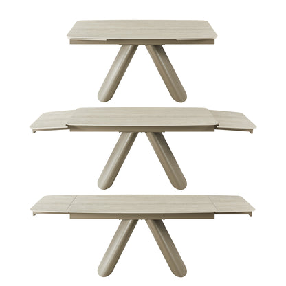 Retractable Imitation Sintered stone Table Expandable 63" to 94.48" ， Heavy Duty Carbon Steel Base