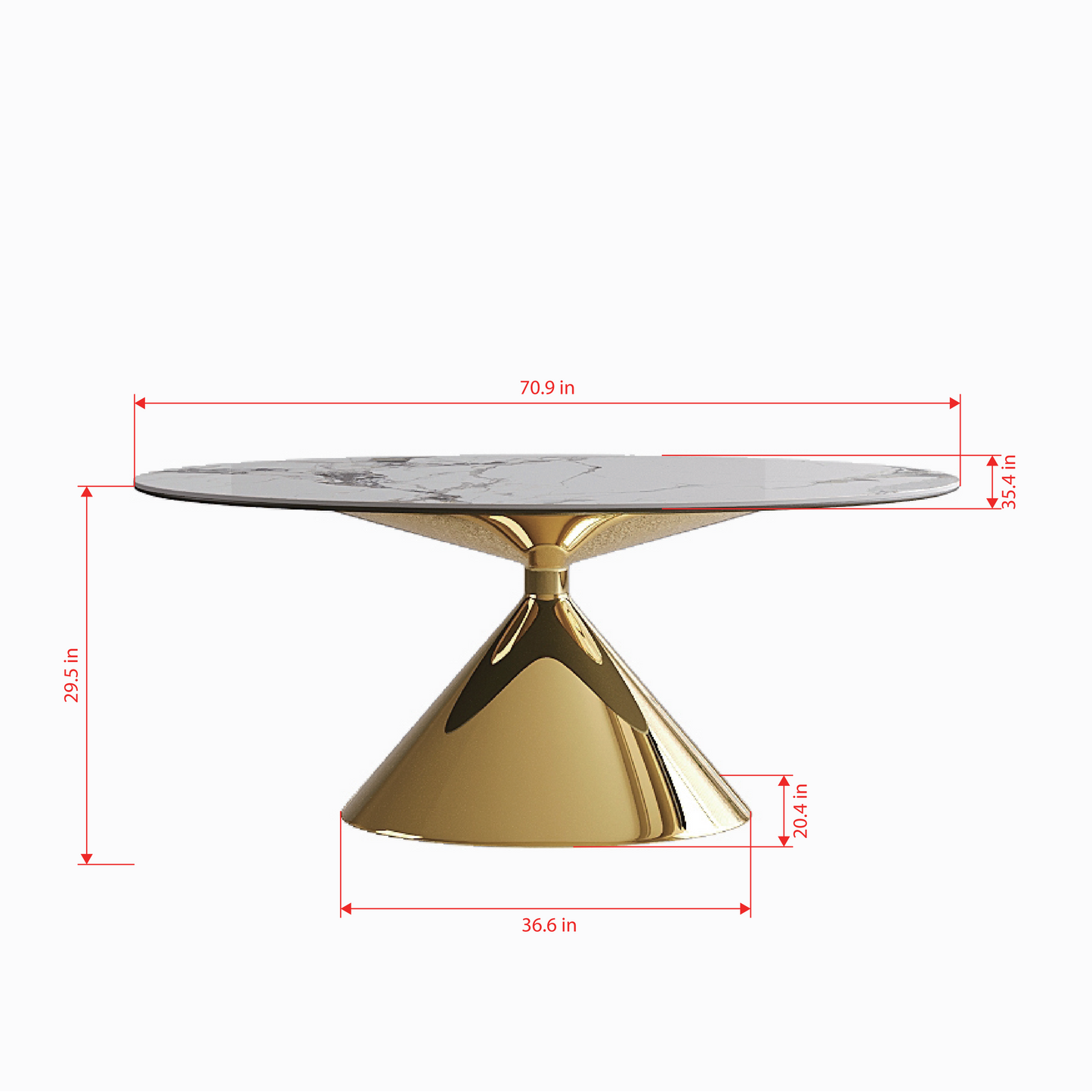 71" Modern Luxury Marble Dining Table  with Gold Stainless Steel Base