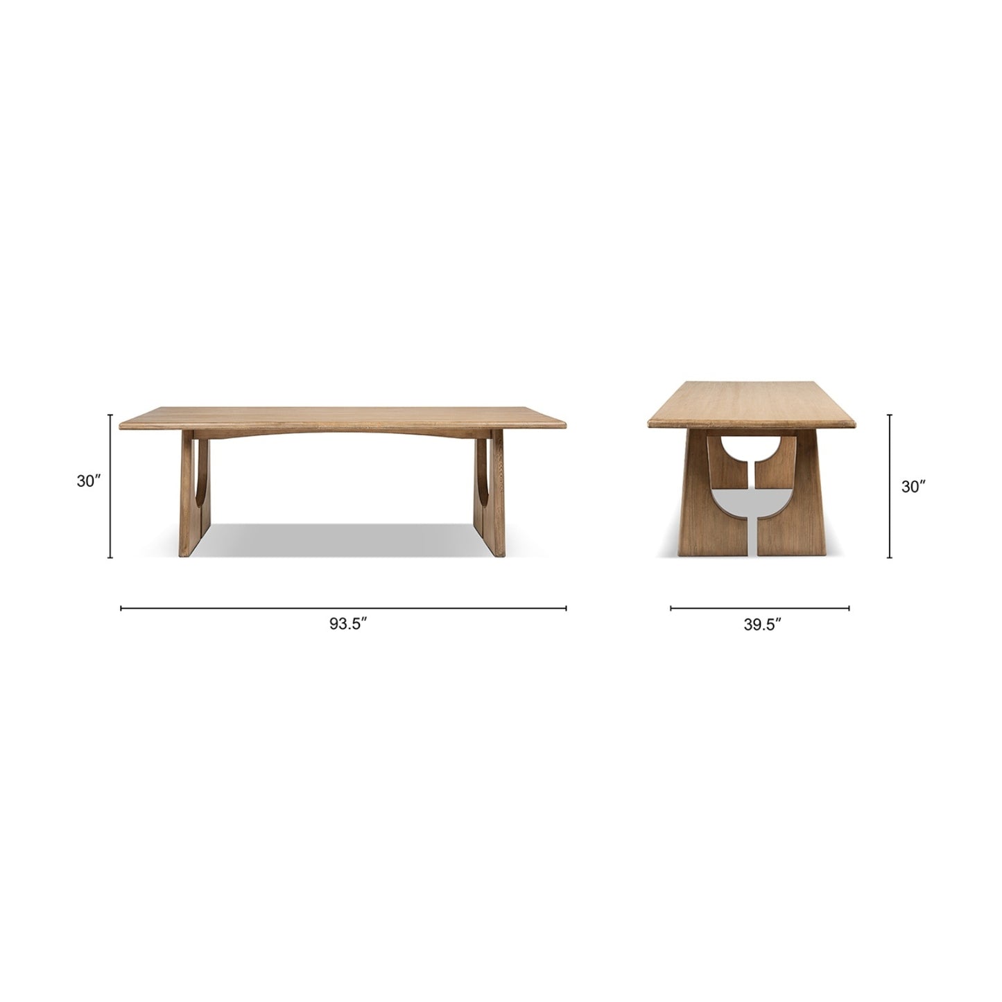 94" 8-Seater Dining Table Antique Natural Brown Reclaimed Pine Wood