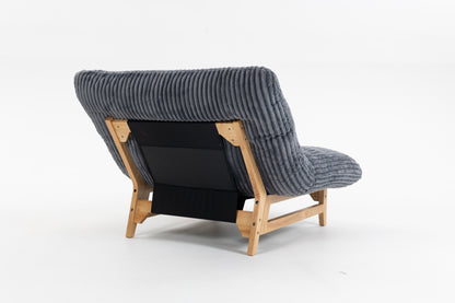 Oversized Corduroy Chaise Lounge with Solid Wood Base (Fixed Style) | 43.3″×57″ Daybed Chair for Balcony & Bedroom
