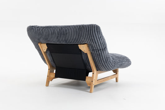 Oversized Corduroy Chaise Lounge with Solid Wood Base (Fixed Style) | 43.3″×57″ Daybed Chair for Balcony & Bedroom