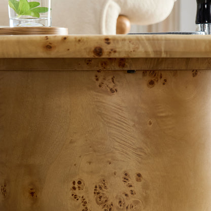 2-Piece Nesting Golden Stone Top Burl Base Cream Wabi-Sabi Living Coffee Table