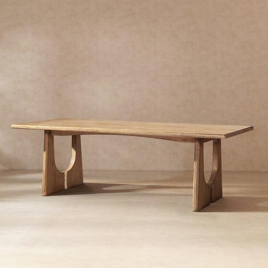 94" 8-Seater Dining Table Antique Natural Brown Reclaimed Pine Wood