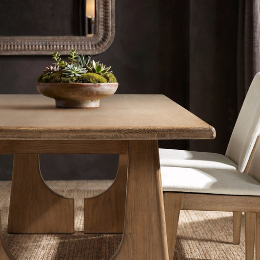 94" 8-Seater Dining Table Antique Natural Brown Reclaimed Pine Wood