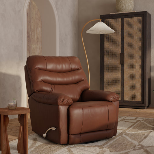 Recline + Retractable Footrest + 360° Swivel｜37"×39" Versatile Faux Leather Lounge Chair – Modern Minimalist, High-Elastic Fill, Living/Study/Balcony/TV Relax Sofa