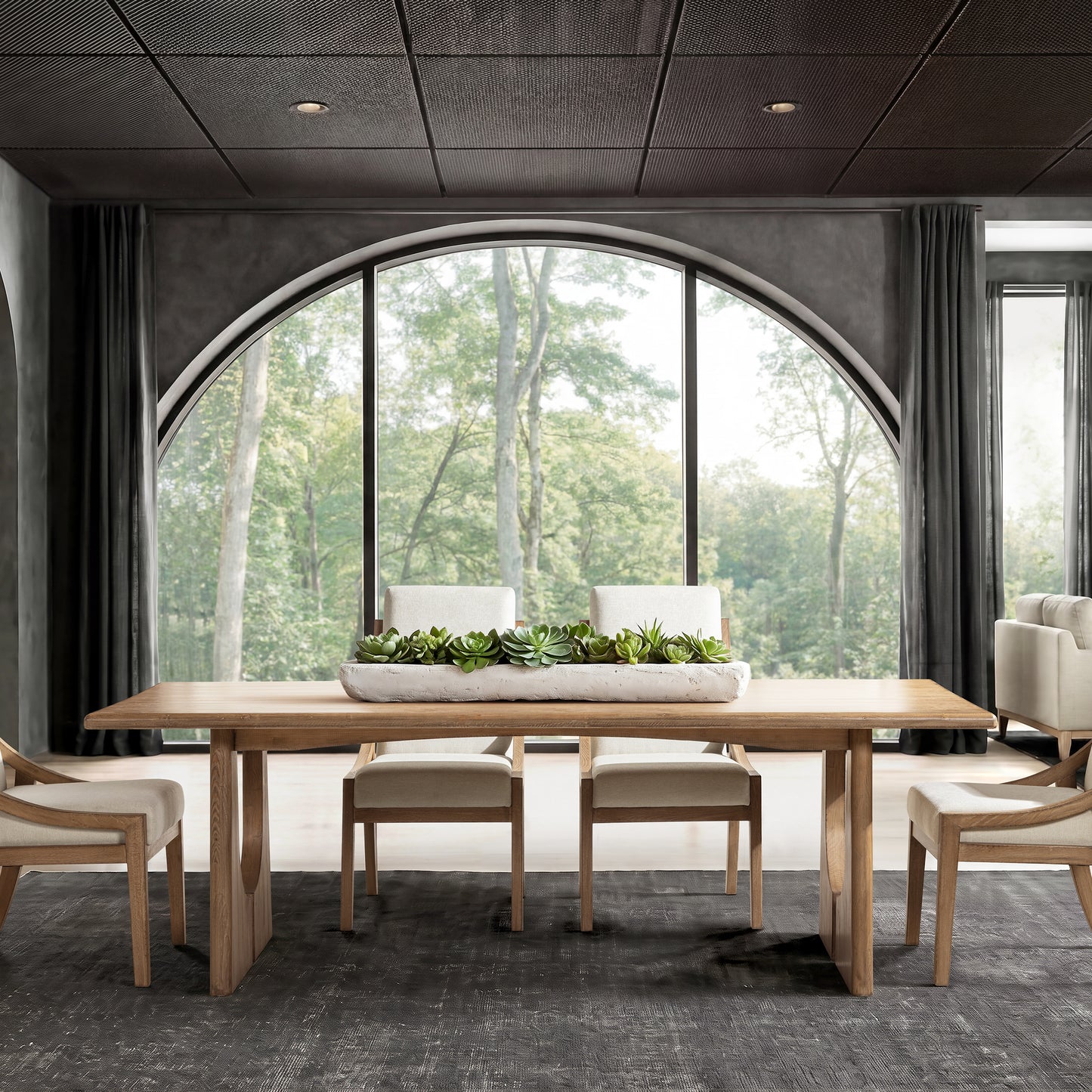94" 8-Seater Dining Table Antique Natural Brown Reclaimed Pine Wood