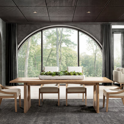 94" 8-Seater Dining Table Antique Natural Brown Reclaimed Pine Wood
