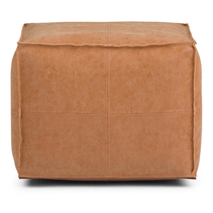 4-Segment Stitched Vintage Ottoman｜Faux Leather Stool – Sit/Footrest, Entryway Shoe Bench