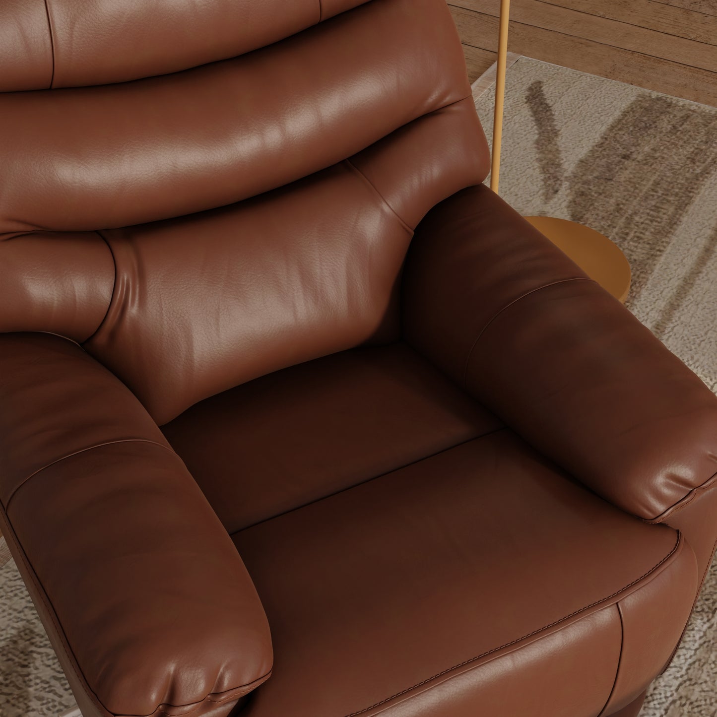 Recline + Retractable Footrest + 360° Swivel｜37"×39" Versatile Faux Leather Lounge Chair – Modern Minimalist, High-Elastic Fill, Living/Study/Balcony/TV Relax Sofa