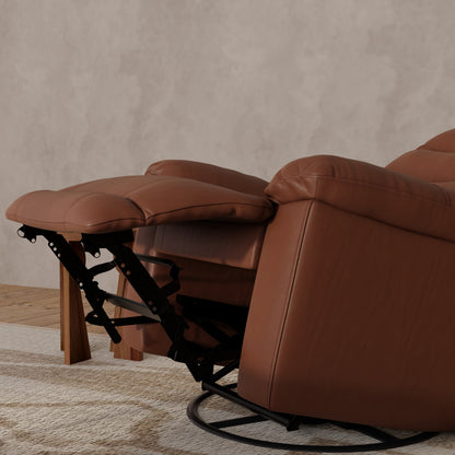 Recline + Retractable Footrest + 360° Swivel｜37"×39" Versatile Faux Leather Lounge Chair – Modern Minimalist, High-Elastic Fill, Living/Study/Balcony/TV Relax Sofa