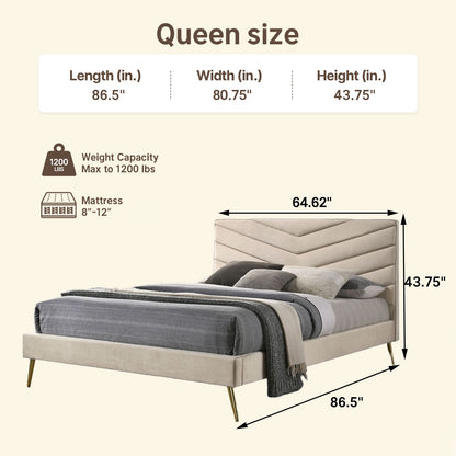 1200LBS Silent Solid Slats Double Platform Bed