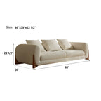 86-Inch Cloud-Feel Boucle Sofa, Modern Upholstered Cloud Couch Durable Comfy Boucle Sofa Deep Seat with Wooden Leg & Pillow Sofas, 3 Seater Couches for Living Room, Bedroom, Apartment, Beige