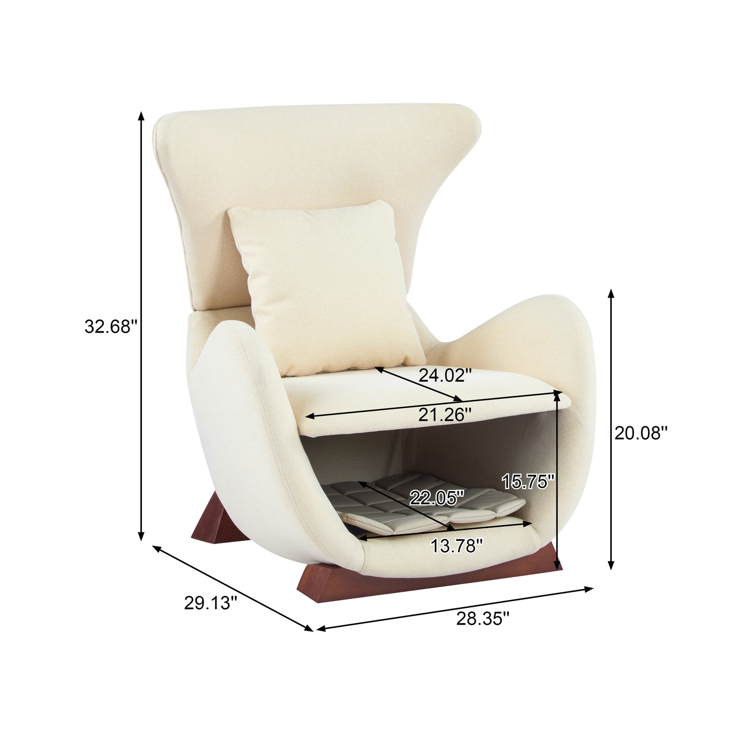 Wingback Cat Nest Lounge Chair 29.13″ | Shared Human-Pet Sofa for Small Spaces
