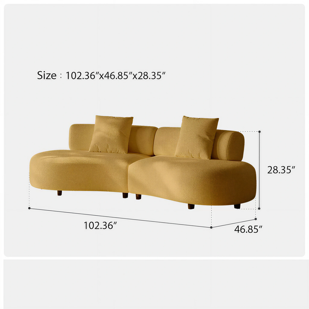 Oversized Sectional Cloud-Feel Couch, Modern Curved Modular Sectional Sofa with Deep Seat, Comfy Cloud-Feel Sofa for Living Room