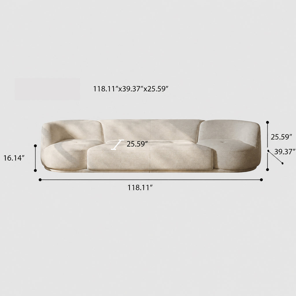 118.11" Modular Sectional Sofa, Cream Linen Fabric 4-Seat Couch with Swivel Accent Chair, Modern Minimalist Cloud-Feel Sofa for Living Room, Comfy Deep Seat