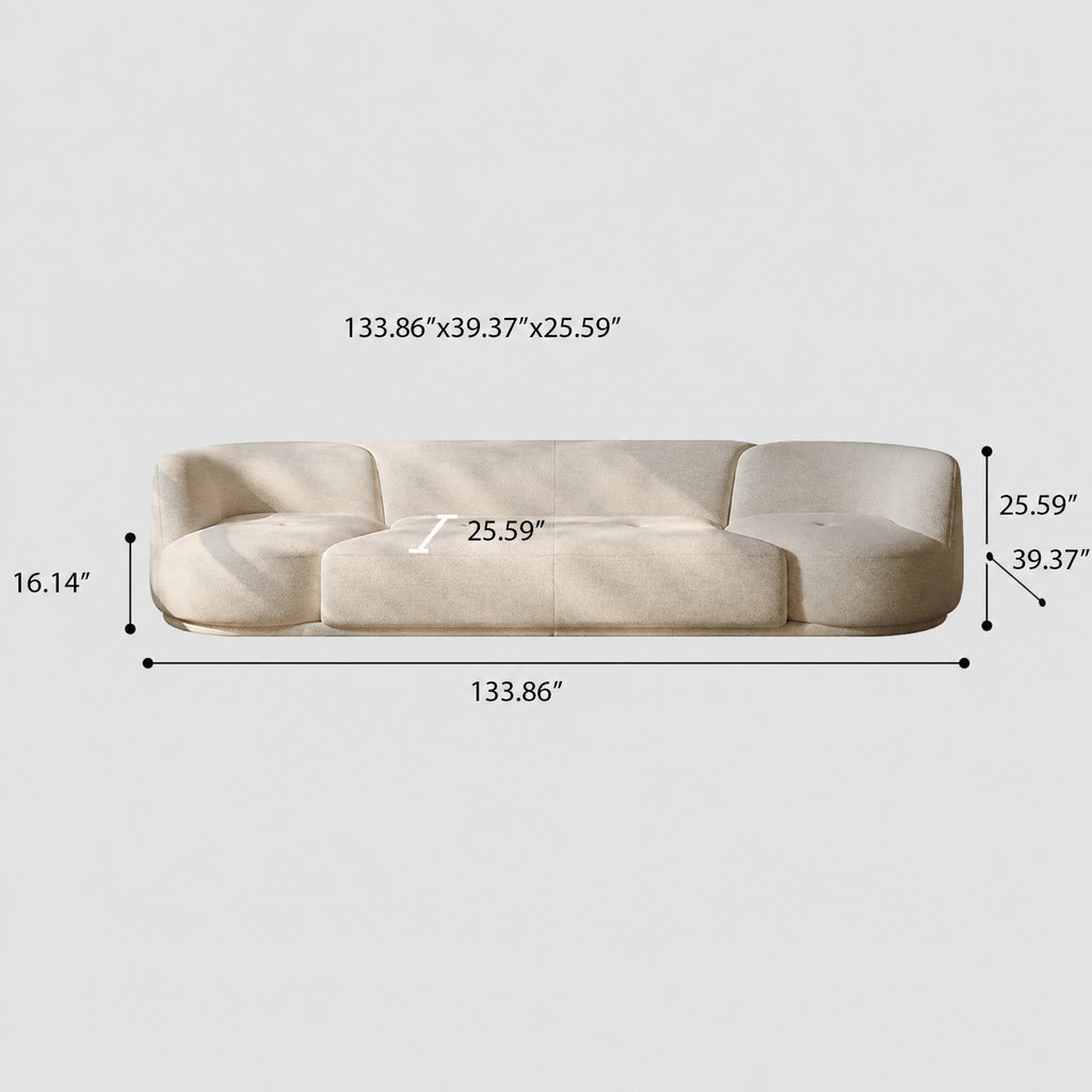 118.11" Modular Sectional Sofa, Cream Linen Fabric 4-Seat Couch with Swivel Accent Chair, Modern Minimalist Cloud-Feel Sofa for Living Room, Comfy Deep Seat