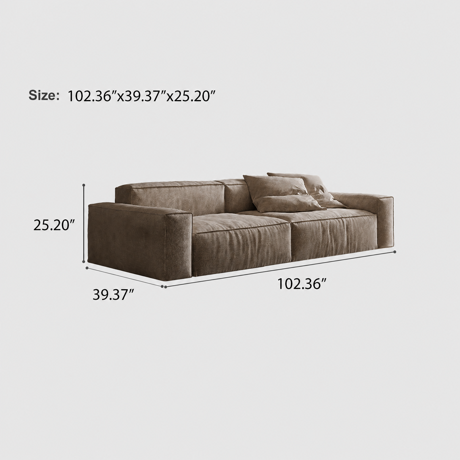102.36" Cloud-Feel Sofa for Living Room, Modern Large Couches Chenille Deep Seat Sofa Set 3 Seats, Oversized Big Comfy Cloud-Feel Couch for House Office