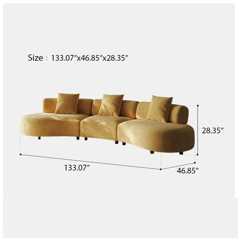 Oversized Sectional Cloud-Feel Couch, Modern Curved Modular Sectional Sofa with Deep Seat, Comfy Cloud-Feel Sofa for Living Room