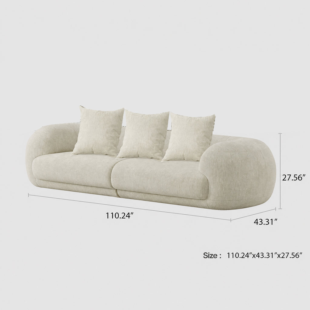 110.24" Curved Couch, 4-Seater Modern Sofa, Comfy Cloud-Feel Upholstered 4 Seat Leisure Sofa Living Room, Bedroom, Office, Apartment