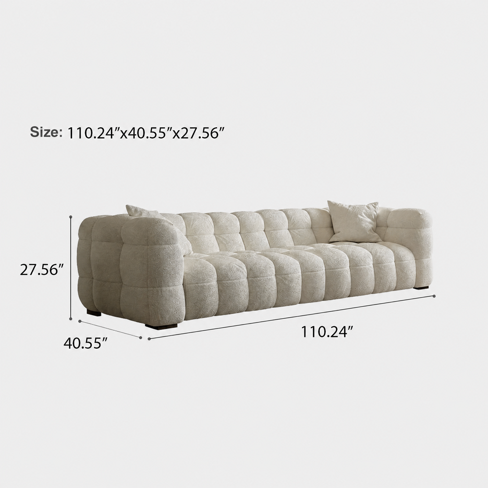 99.6" Comfy Boucle Upholstered Sofa Couch, Tufted Cozy 3-Seater Deep Seat Cloud-Feel Couch, Modern Oversized Loveseat  for Living Room Apartment Office
