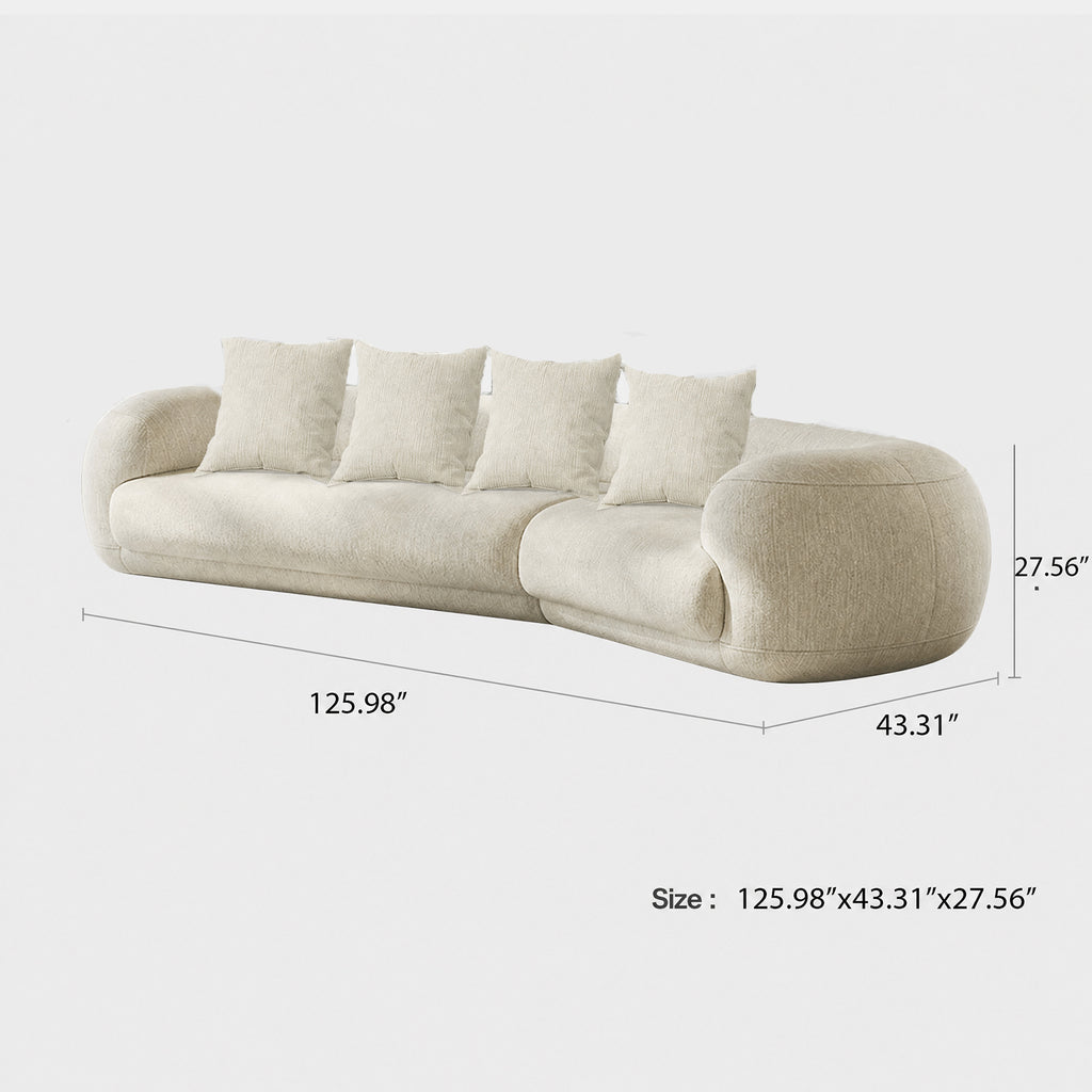110.24" Curved Couch, 4-Seater Modern Sofa, Comfy Cloud-Feel Upholstered 4 Seat Leisure Sofa Living Room, Bedroom, Office, Apartment