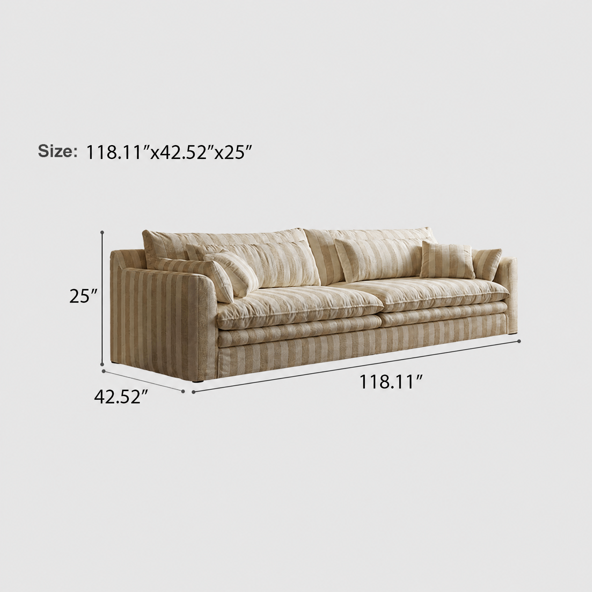 102.36" 3-Seater Linen Sofa, Modern Cloud-Feel Couch with Deep Seat, Comfy Upholstered Sofa for Living Room