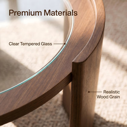Curved 3-Leg Round Coffee Table｜31.5" Stone or Glass Top – Easy Clean Modern Living Table