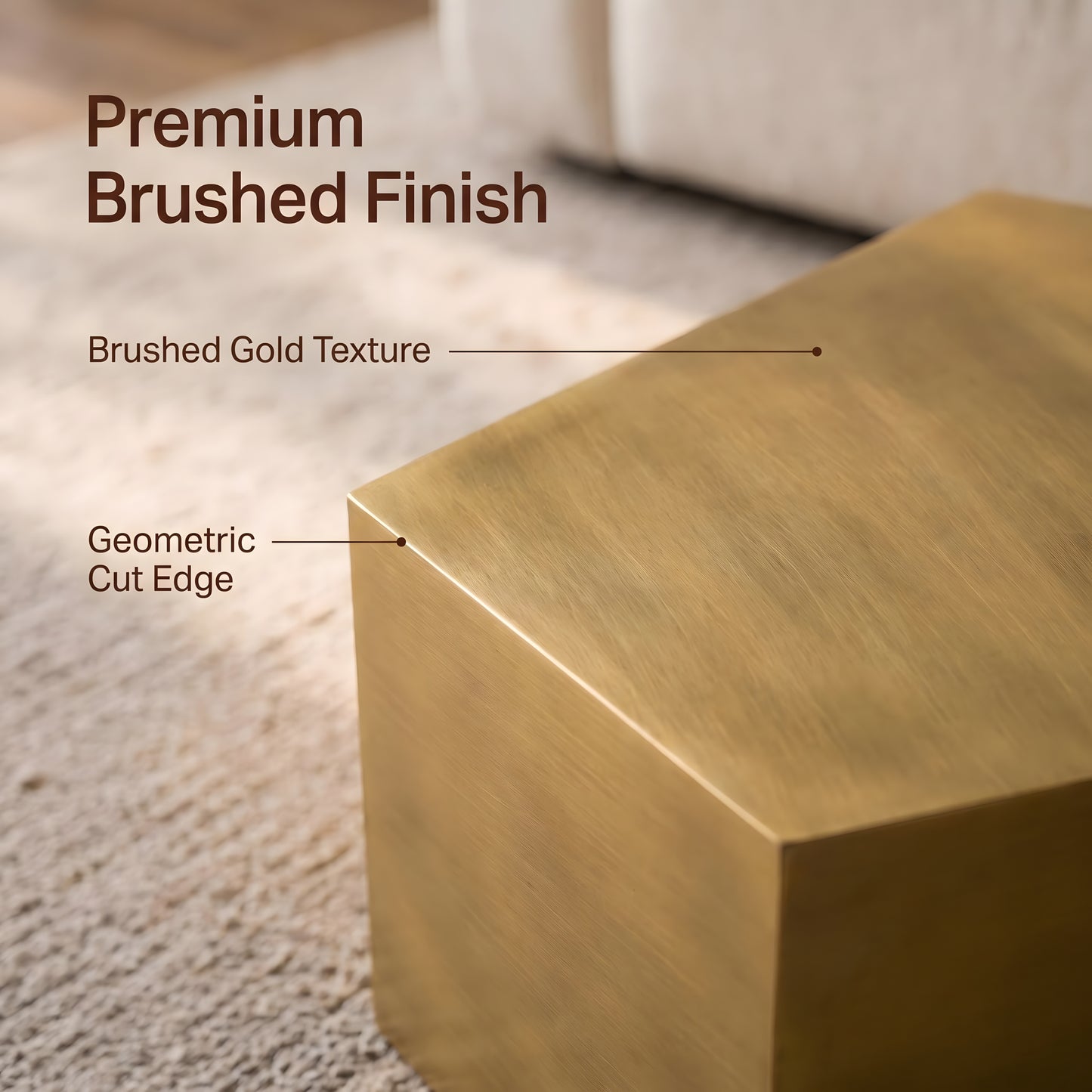Brushed Brass Pentagon Modular Nesting Coffee Table Set