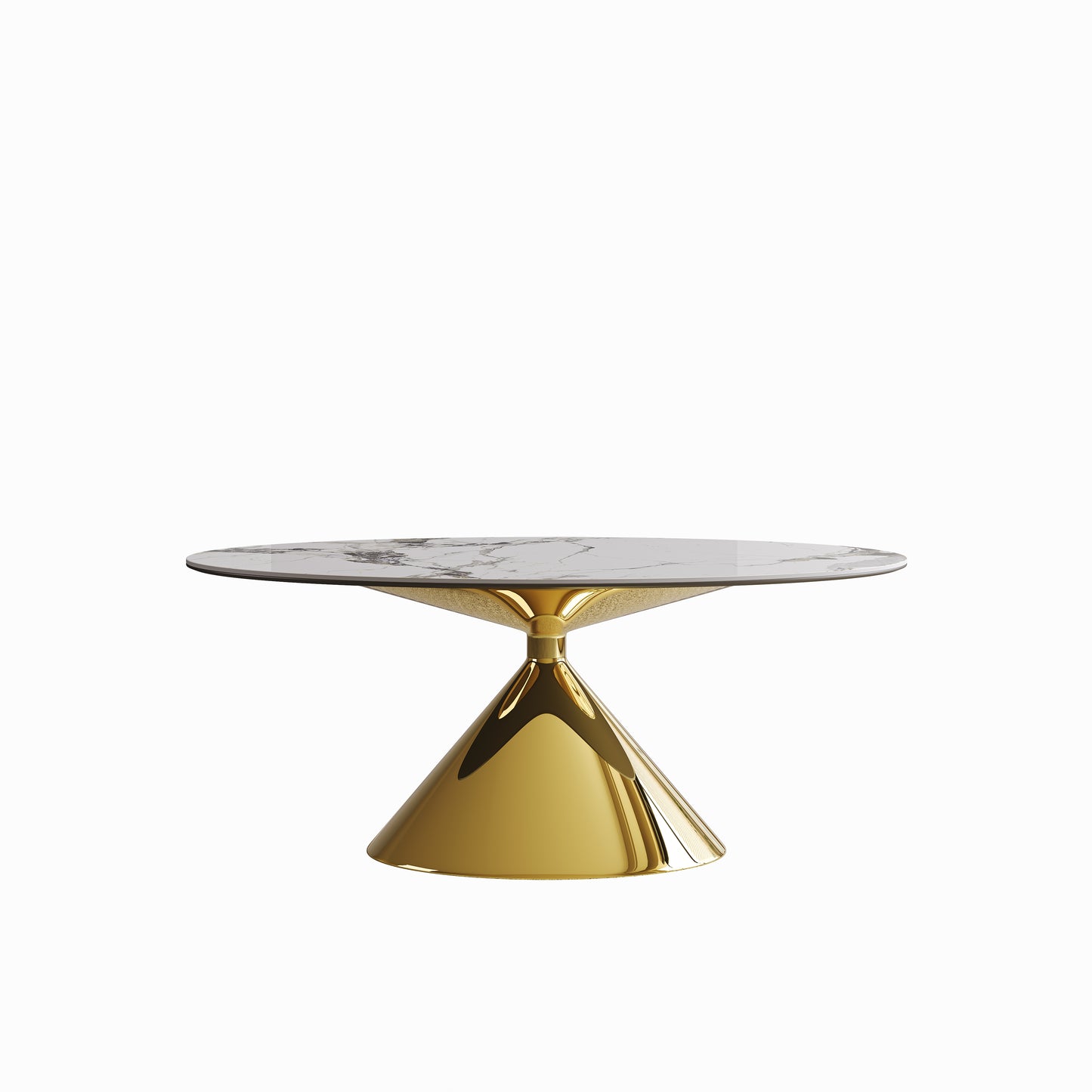71" Modern Luxury Marble Dining Table  with Gold Stainless Steel Base