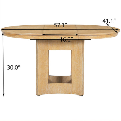 Extendable Farmhouse Round Dining Table – 16" Removable Leaf, Solid Wood, Space-Saving