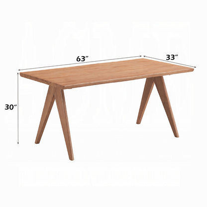 63inch Casual Stylish Natural Finish Rectangular Wooden Dining Table 1pc Mid-Century Modern Kitchen Dining Furniture