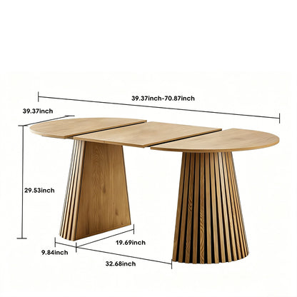 Extendable 39.37inch-70.87inch Wooden Dining Table, Fashionable Oval Design and Slatted Table Legs