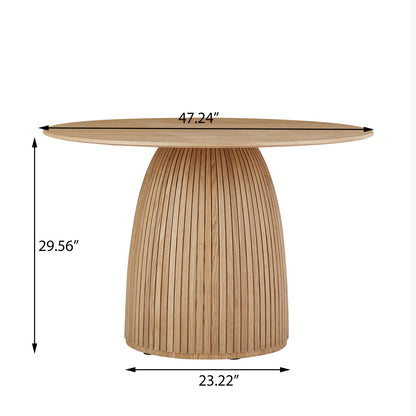 Round Dining Table Modern Wood Kitchen Table 47.24" Circular Tabletop for Leisure Coffee Table OAK.