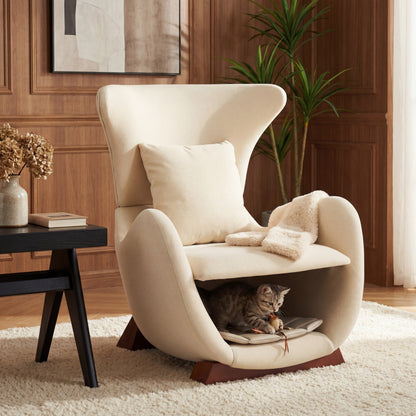 Wingback Cat Nest Lounge Chair 29.13″ | Shared Human-Pet Sofa for Small Spaces