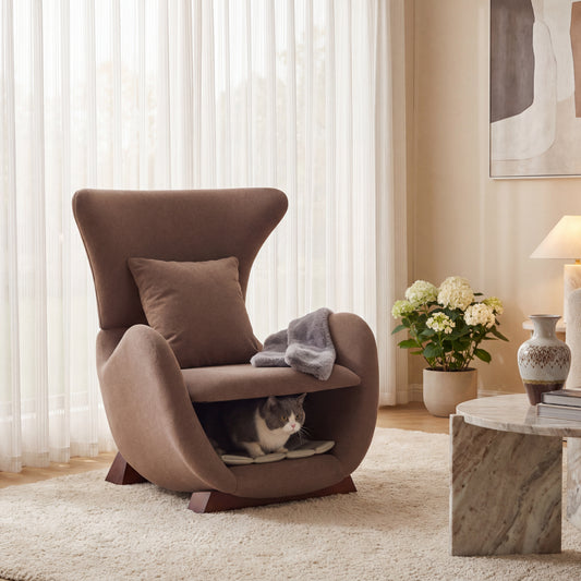 Wingback Cat Nest Lounge Chair 29.13″ | Shared Human-Pet Sofa for Small Spaces