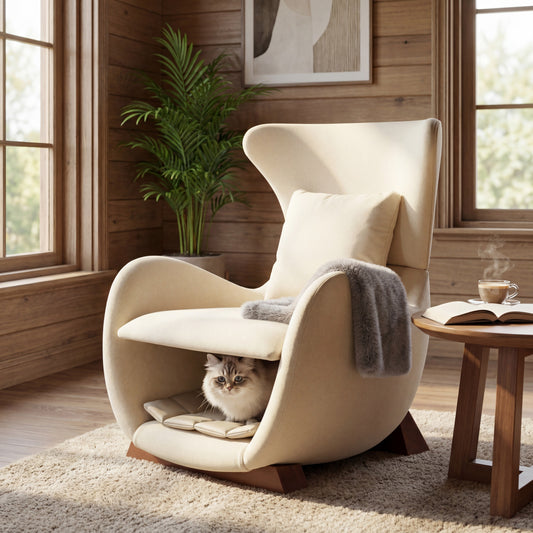 Wingback Cat Nest Lounge Chair 29.13″ | Shared Human-Pet Sofa for Small Spaces