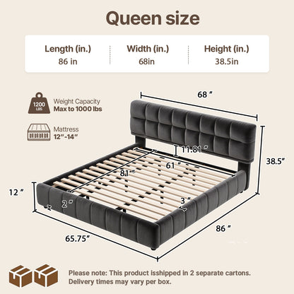 Queen Size Modern Cloud-Feel Bed Frame